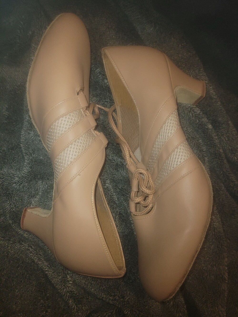 Freed of London Nude Lace-Up Low Heel Pumps